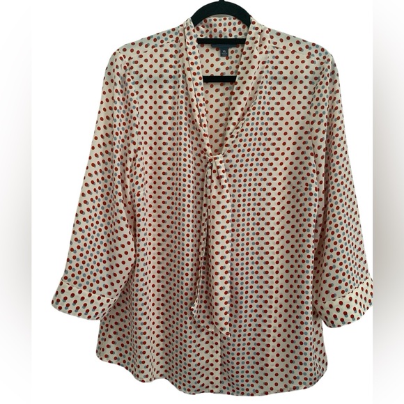 New ModCloth Polka-dot Tie Neck Pleasant Confidence Top Women’s XL Retro - Picture 2 of 10
